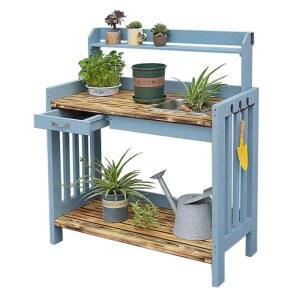 야외 원예 탁자 방부 원목 꽃꽂이 작업대 별장용 앤티크 다육 식물 장식장