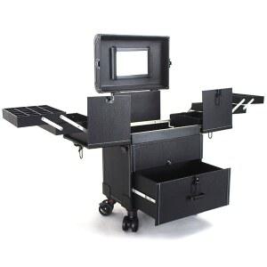 메이크업 박스 가용 정리함 2단 이동식 블랙