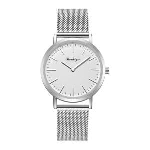 보시야 여성용 스트레치 밴드 시계 이지 리더 30mm 아날로그 쿼츠, 스테인리스 스틸 탄성 스트랩 방수 손목시계 골드/실버