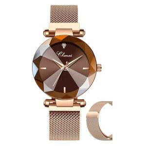 MASTOP 패션 여성 로즈 골드 워치 재팬 쿼츠 스테인리스 스틸 마그네틱 메시 밴드 방수 여성용 시계