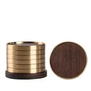 전통 다도 나무 단열 받침대 황동 터 찻잔