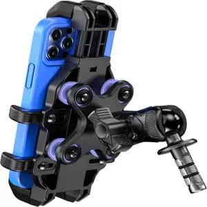 VAZESWIN 모터사이클 포크 스템 폰 마운트 진동 감쇠기 흔들림 방지 한 손 조작 휴대폰 홀더 12mm-25.4mm