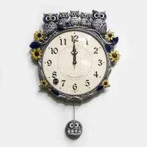 거실 썬플라워 부엉이가족 주석 무소음 인테리어 벽시계