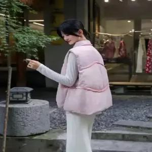 빈티지 여성 패딩조끼 패딩 조끼 하이넥 오리털 민소매 CH1