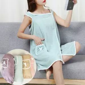 샤워가운 여성 원피스형 극세사 랩타월 목욕가운 호텔 골프장 수영장 바스로브