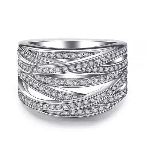 DOCCESTU 925 스털링 실버 샤이니 혼합 다층 와인딩 포장 큐빅 지르코니아 반지 여러 줄 CZ 다이아몬드 두