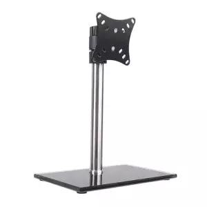 범용 TV 스탠드 - 14-27인치 LCD LED TV용 테이블 상단 강화 유리 베이스가 있는 높이 조절식 베이스