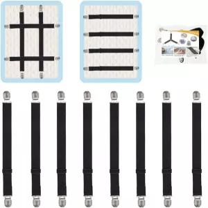 QoeCyct 조절식 침대 시트 스트랩 클립 탄성 매트리스 고정 장치 홀더 및 멜빵 수 있는 그립퍼 소파 식탁보