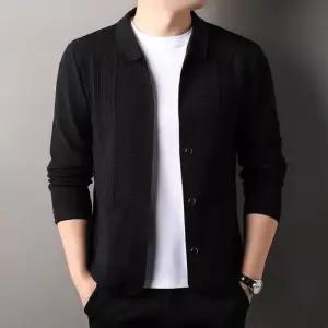 EAMT 남성 니트 가을 캐주얼 칼라넥 가벼운 럭셔리 긴팔 카라 카디건 YJ3