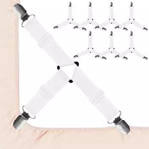 금속 클립이 있는 비빈 8개 시트 스트랩 조절 가능한 삼각형 침대 미끄럼 방지 장착 소파 쿠션 식탁보