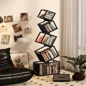 코너 철제 책장 거실 진열 선반 벽면 책꽂이 일체형 인테리어