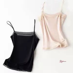 실크 끈나시 민소매 레이스 캐미솔 이너 슬립qrs603