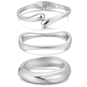 여성용 청키 골드 뱅글 팔찌, 14k 골드 도금 빅 스태커블 뱅글 세트, 트렌디한 스테이트먼트 커프 팔찌 스택 패션 주얼리 크리스마스 선물