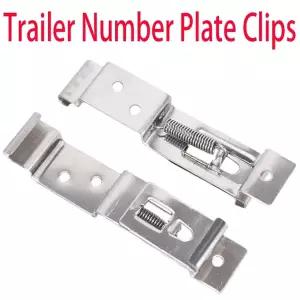 2개입 직사각형 자동차 번호판 스프링 장착 스테인리스 스틸 브래킷 차량 프레임 홀더 클램프 트레일러 번