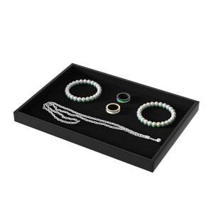 서랍용 쥬얼리 정리함 트레이, 여성용 쥬얼리 디스플레이 정리함 케이스, 팔찌 목걸이 및 판매용 링 디스플레이 스탠드, 벨벳 쥬얼리 보관 디스플레이(블랙, 빈 접시)