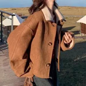 점퍼 여성 리버시블 양면 부드러운 양털 겨울 아우터 하프자켓