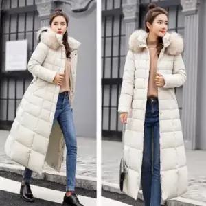 털모자롱패딩 여성 겨울 롱패딩 날씬핏 후드 퍼 탈부착 슬림롱패딩