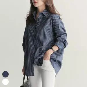 [하프클럽/셀러허브_여성트랜드패션]스트라이프 여성남방 긴팔 셔츠 URD-095