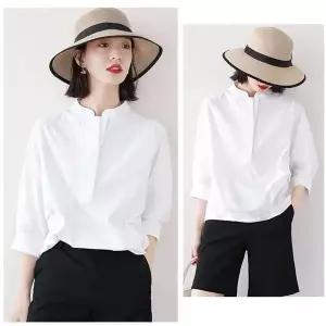 [하프클럽/셀러허브_여성트랜드패션]여성 셔츠 칠부 소매 화이트 블라우스