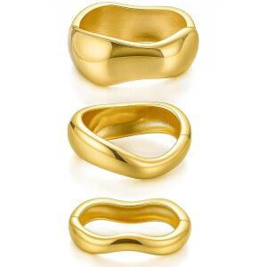 여성용 청키 골드 뱅글 팔찌, 14k 골드 도금 앙티 커프 스태커블 뱅글 세트, 트렌디한 팔찌 스택 패션 주얼리 선물