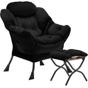 접이식 오스만 의자, 금속 구조와 미끄럼 방지 패드가 있는 엑센트 의자 벨벳 업홀스터, 발 받침대가 있는 소파 암체어, 기숙사, 방과 사무실, 블랙용 사이드 수납 가방