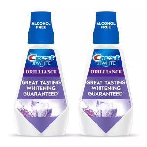 크레스트 구강 청결제/입 헹굼 3D 화이트 브릴리언시 화이트닝 알코올 프리 클린 민트 2x1L (33.8 floz)