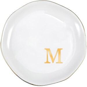 프로케이스 세라믹 주얼리 트레이, 초기 링 접시 장신구 플레이트 약혼 선물, 결혼식용 작은 개인 맞춤 모노그램 링 볼, 여성용 흰색 장식용 주얼리 홀더 - 편지