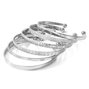 17IF 실버 뱅글 여성용 14K 도금 다층 커프 팔찌 세트 트렌디 보호 텍스처 인도 펑크 청키 케이블 매끄러운 뱅글 엘레강스 스택 미니멀리스트 주얼리 선물