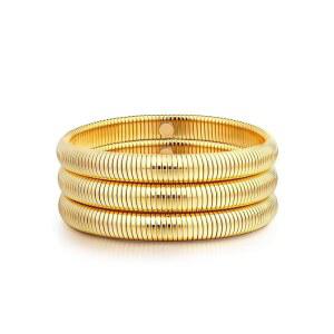 여성용 골드 클라우드 골드 뱅글 팔찌 14k 골드 도금 스태커블 청키 골드 팔찌 세트 스트레치 트렌디한 탄력 있는 뱀 체인 팔찌