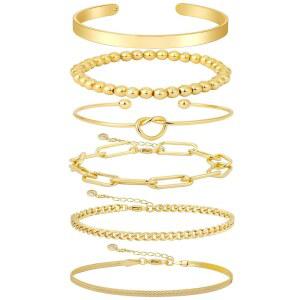 여성용 코실타 골드 팔찌 여성용 14K 골드 뱅글 팔찌 스택 - 조절 가능한 방수 트렌디 팔찌 골드 채우기 스택 뱅글 링크 체인 골드 팔찌 여성용 장신구 선물용 변색 없음