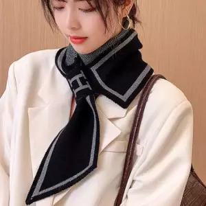 겨울머플러 H 로고 니트 머플러 여성 쁘띠 겨울 목도리