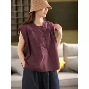 원피스 여사친 면 빈티지 여름 민소매 차이나 반팔 셔츠 입체 맨투맨 솔리드 KS2