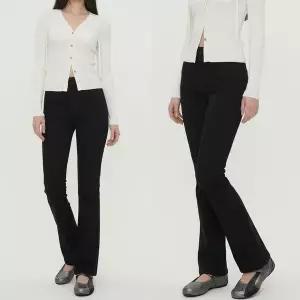 [하프클럽/]여자 세미 부츠컷 5사이즈 검정색 심플 스판 팬츠