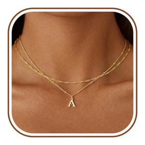 소녀를 위한 M 무함 부활절 선물 - 여성용 레이어드 이니셜 목걸이 14K 골드 도금 문자 A-Z 목걸이 트렌디, 다인티 초커 목걸이 생일 용 맞춤형 주얼리 선물