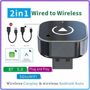 유선 카플레이 차량용 무선 안드로이드 오토 어댑터 AI 스마트 호환 박스 2 in 1 동글