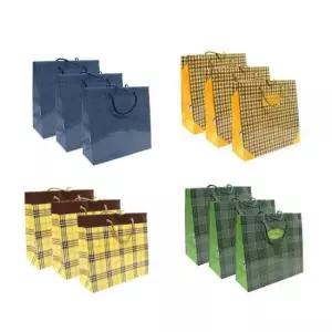 [문구] 고급 종이쇼핑백 4호 체크혼합 50개입