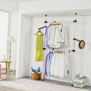 [생활] 2단 다용도 옷방 정리 행거 시스템 고정식