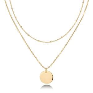 파보이 14K 골드 도금 레이어링 목걸이 | 스타일리시한 미니멀리스트 디자인 펜던트 목걸이 | 버터플라이, 하트, 락, 이블 , 코인, 라이트닝 볼트, 서클, 여성용 크로스 펜던트 - 발렌타인데이 트렌디한 주얼리