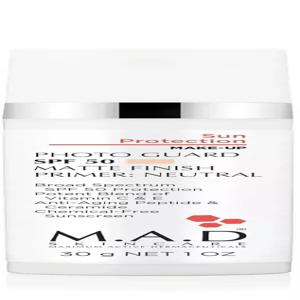 M.A.D 스킨케어 포토가드 SPF 50 매트 피니시 프라이머 자외선 차단 - 2-in-1 시어 미네랄 메이크업 쉴드