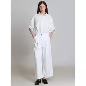 [하프클럽/]화이트 원턱 와이드데님 (택가격 178000원)