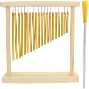 타악기 차임즈 악기 20 구리 막대 외줄 풍등 나무 스탠드 스틱 포함 음악 학습용 골든 38.8 x 27 5cm