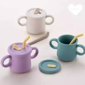 [RIZPICK]TBZ 밀페용기 리틀럽 실리콘 빨대컵 200ml(파랑색)