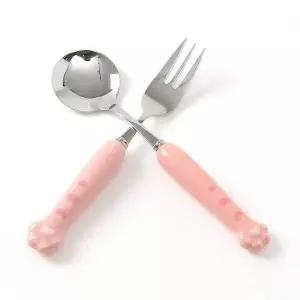 [RIZPICK]TBZ 핑크 호랑이발 휴대용 숟가락 포크 세트 이유식용품