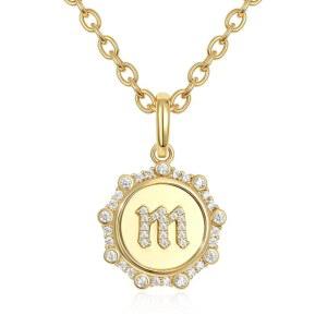 여성용 키스얀 이니셜 목걸이, 14K 골드 도금 라운드 레터 펜던트 목걸이 알파벳 A-Z 앙증맞은 주얼리 선물