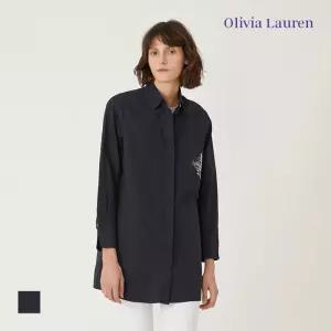 [올리비아로렌] 프린팅 롱기장 셔츠_VOCNLYM3351