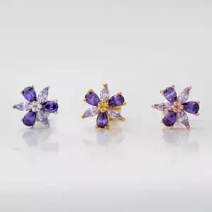 [하프클럽/]써지컬 핀 큐빅 피어싱 퍼플라워 3종 택1