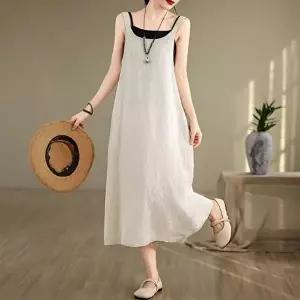 은창)린넨 백 셔링 뷔스티에 원피스 롱원피스 여름 (HSJ-WFHS4H9)