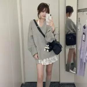 레이스 시스루 리본 여자 레이어드 원피스 (HSJ-WFH4SJW)