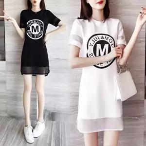 밑단 상의 소매 망사 원피스 (HSJ-WF55120)