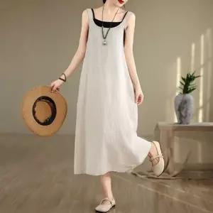 은창)린넨 백 셔링 뷔스티에 원피스 롱원피스 여름 (HSJ-WFHS4H9)